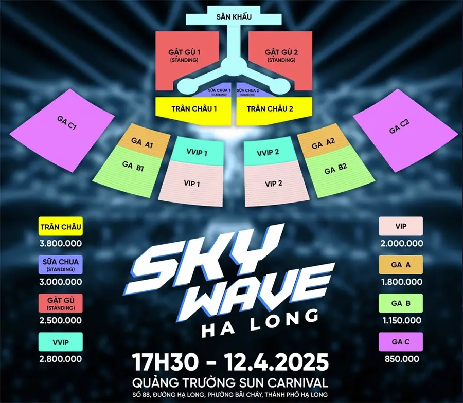 Vị trí ngồi và giá hạng vé SkyWave Hạ Long 12/04
