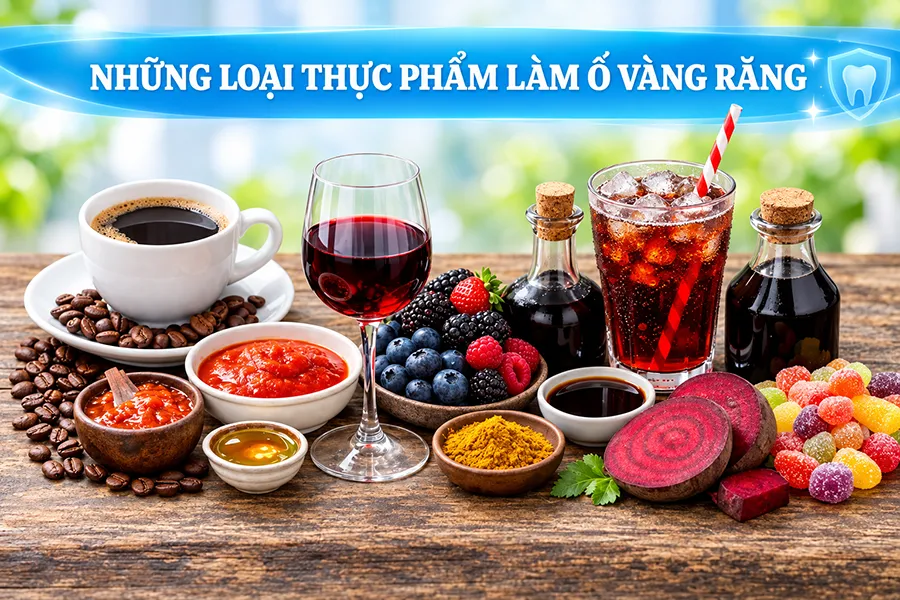 thực phẩm gây ố vàng răng